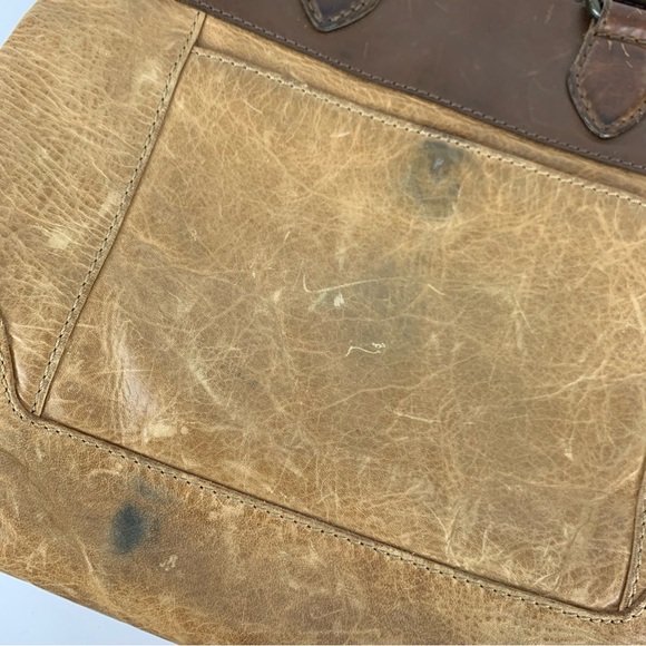 Frye Melissa Small Tote Crossbody Two Tone Brown Leather Purse Bag - Picture 7 of 15